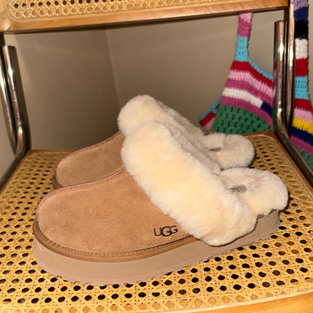 UGG Tan Platform Cream Women's Slippers